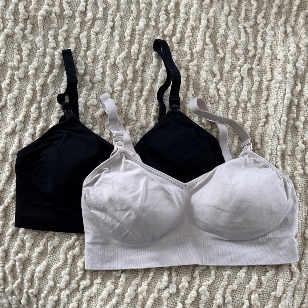 Women's Black and blush clip down nursing Set
